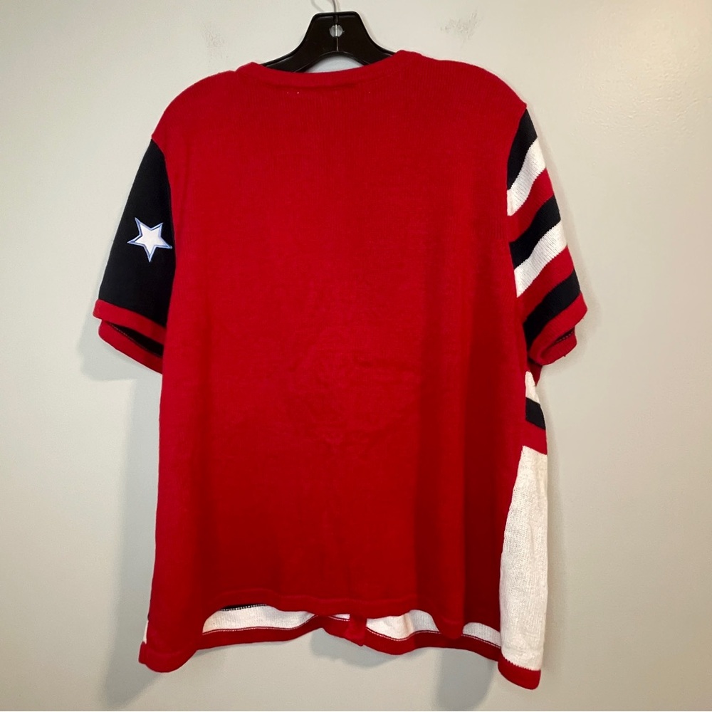 Patriotic embroidered Stripes Stars Hearts Cardigan with Star Buttons - Picture 2 of 6